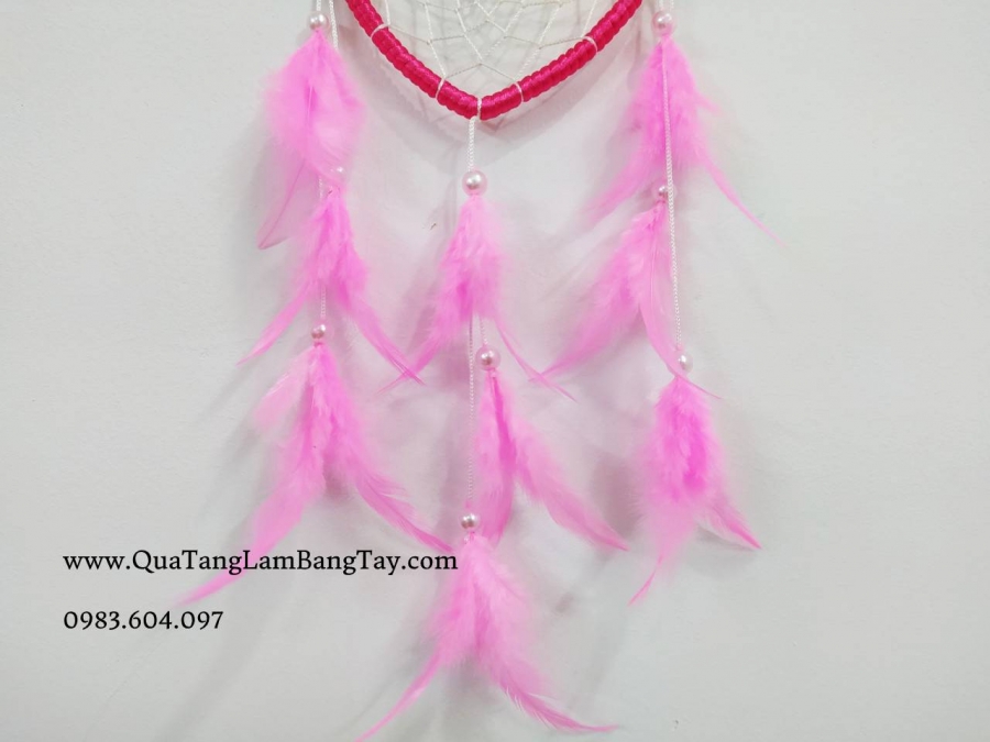 dreamcatcher trái tim màu hồng 